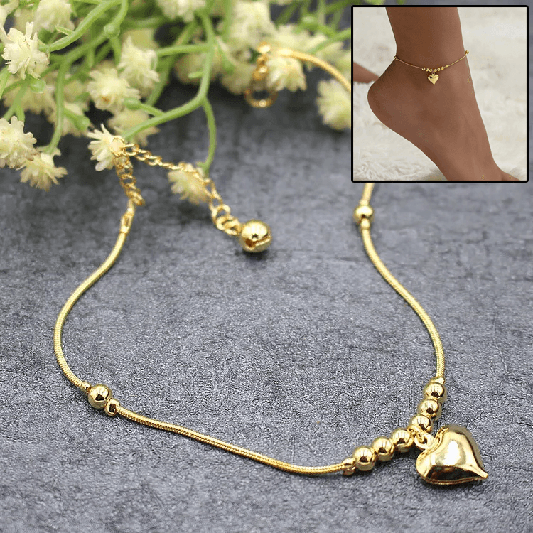 Gothic Gold Heart Pendant Anklet - The Heartfelt Gift Shop